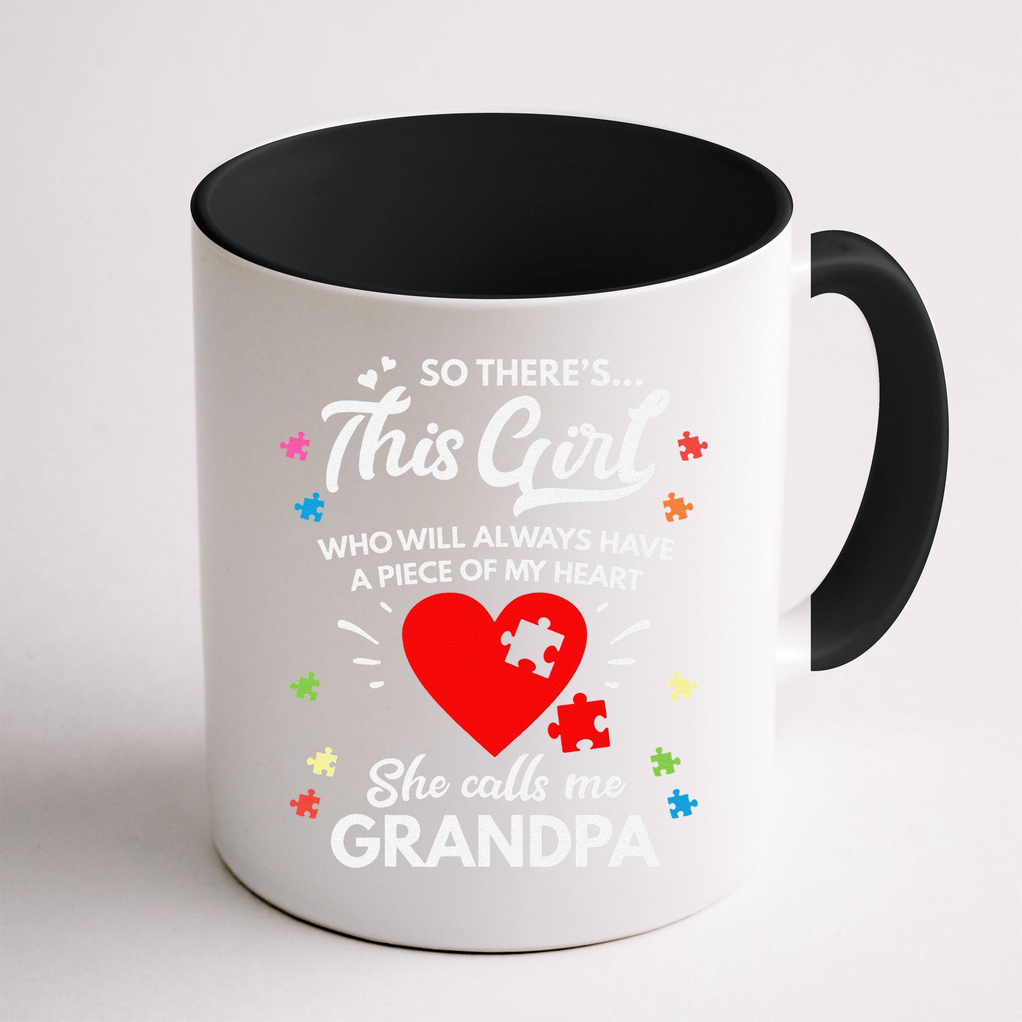 Autism Awareness Grandpa Autism Love Heart Mug