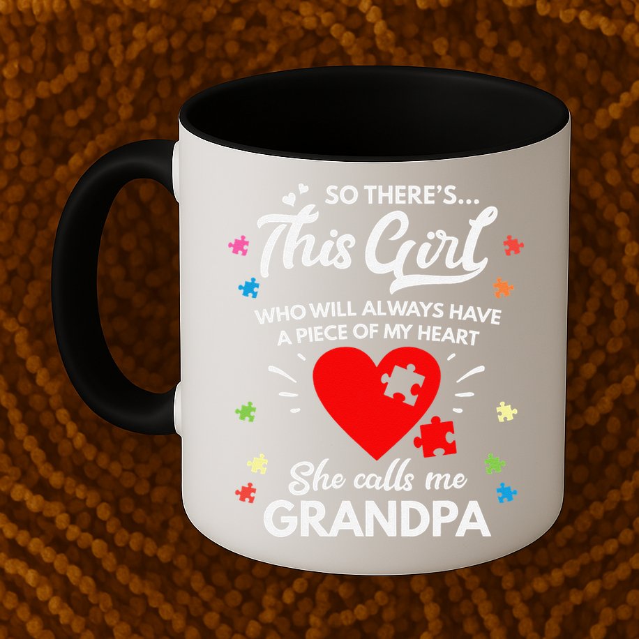 Autism Awareness Grandpa Autism Love Heart Mug