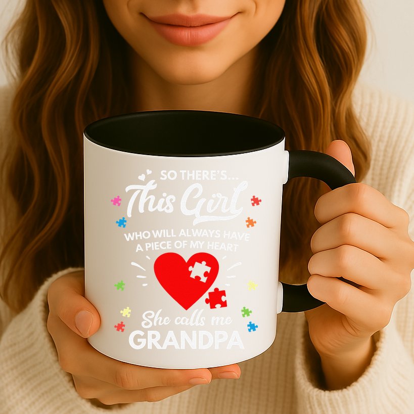 Autism Awareness Grandpa Autism Love Heart Mug