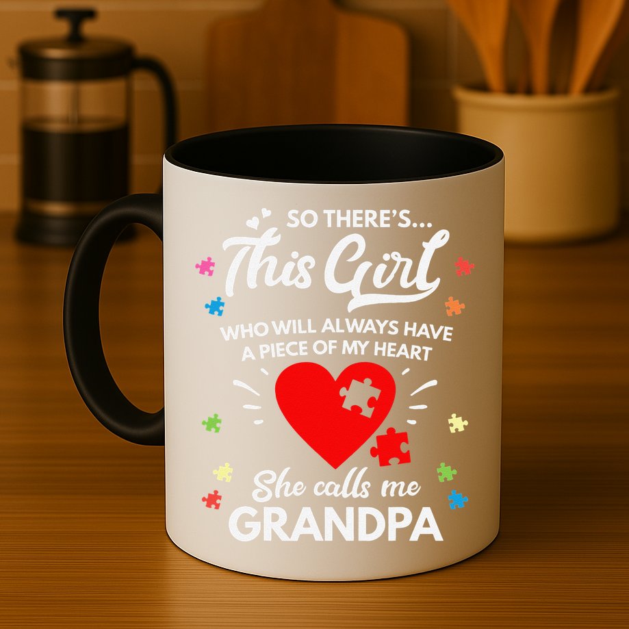 Autism Awareness Grandpa Autism Love Heart Mug