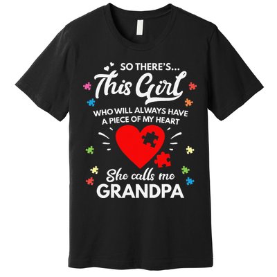 Autism Awareness Grandpa Autism Love Heart Premium T-Shirt