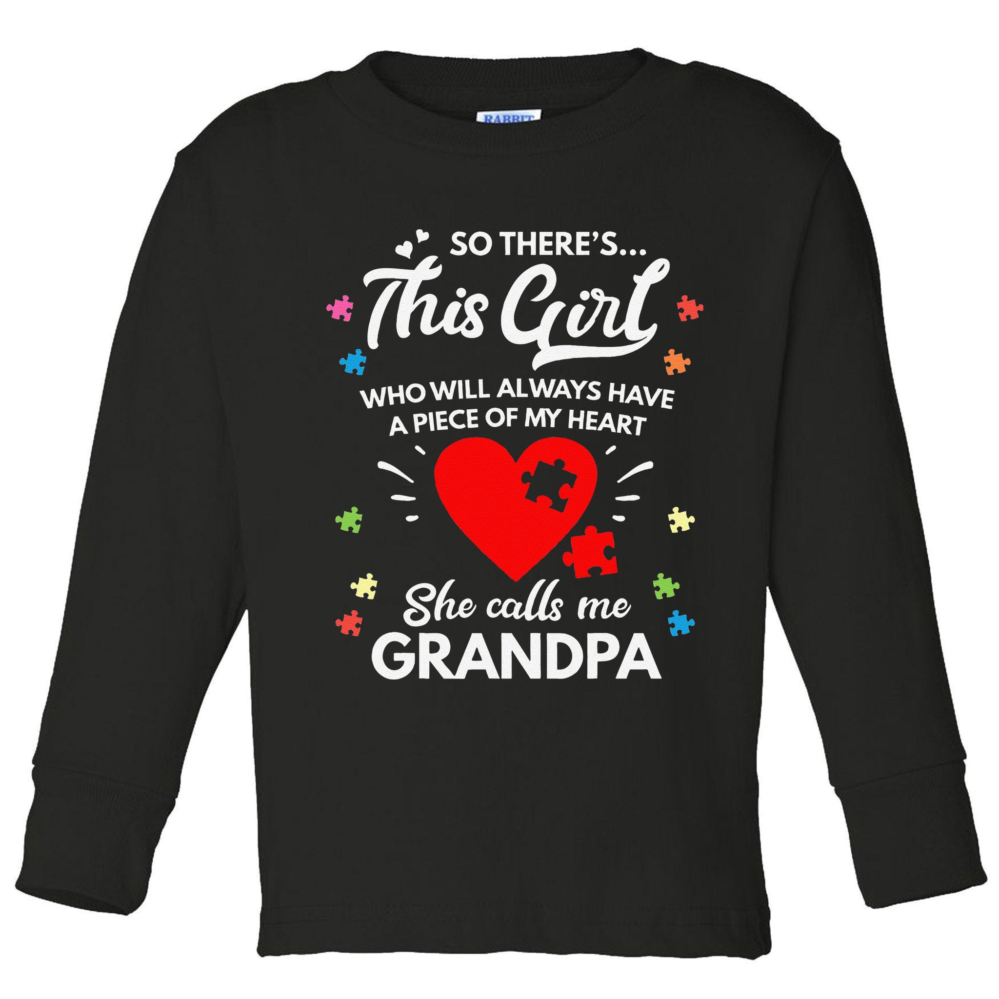 Autism Awareness Grandpa Autism Love Heart Toddler Long Sleeve Shirt