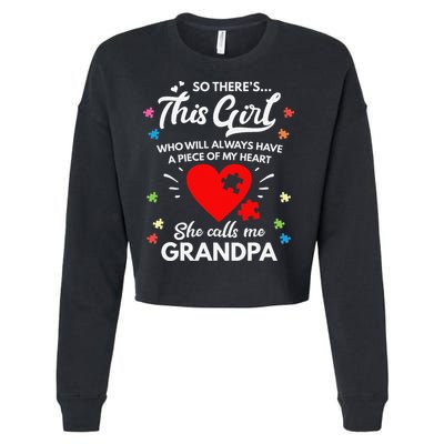 Autism Awareness Grandpa Autism Love Heart Cropped Pullover Crew
