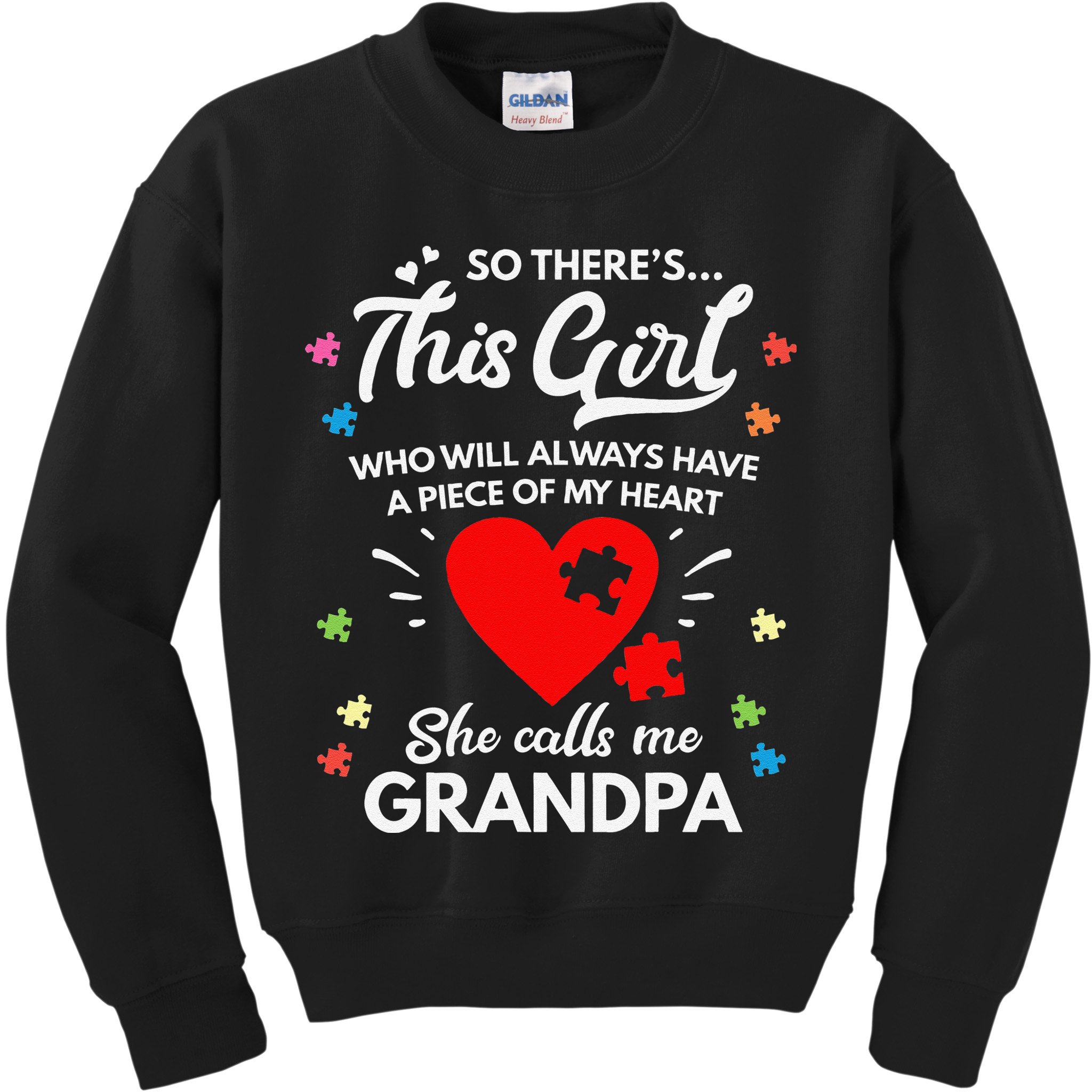 Autism Awareness Grandpa Autism Love Heart Kids Sweatshirt