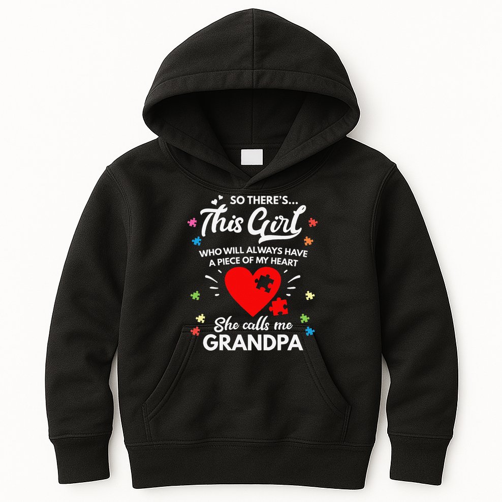 Autism Awareness Grandpa Autism Love Heart Kids Hoodie