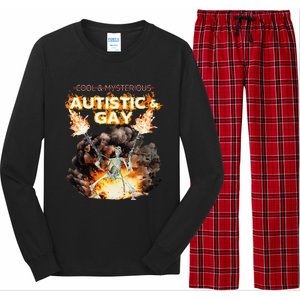 Autistic And Gay Skeleton Cursed Autism Meme Gift Long Sleeve Pajama Set