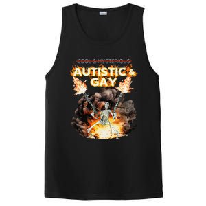 Autistic And Gay Skeleton Cursed Autism Meme Gift PosiCharge Competitor Tank