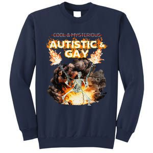 Autistic And Gay Skeleton Cursed Autism Meme Gift Sweatshirt