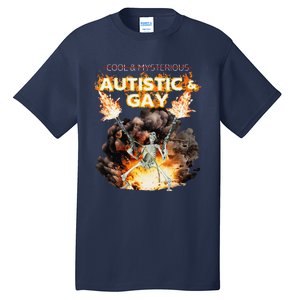 Autistic And Gay Skeleton Cursed Autism Meme Gift Tall T-Shirt