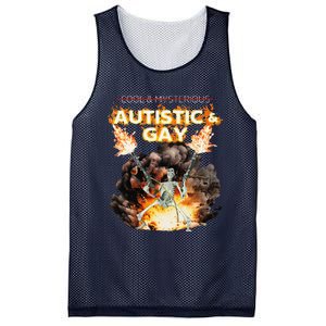 Autistic And Gay Skeleton Cursed Autism Meme Gift Mesh Reversible Basketball Jersey Tank