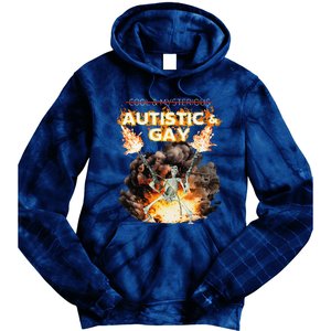 Autistic And Gay Skeleton Cursed Autism Meme Gift Tie Dye Hoodie