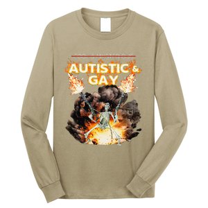 Autistic And Gay Skeleton Cursed Autism Meme Gift Long Sleeve Shirt