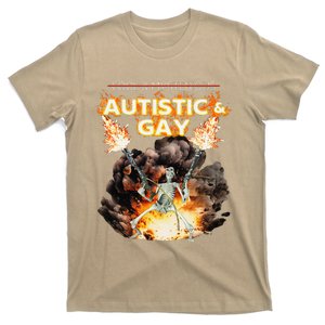 Autistic And Gay Skeleton Cursed Autism Meme Gift T-Shirt