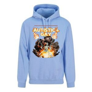 Autistic And Gay Skeleton Cursed Autism Meme Gift Unisex Surf Hoodie