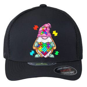 Autism Awareness Gnome Hugging Heart Acceptance Wo kid Flexfit Unipanel Trucker Cap