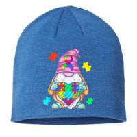 Autism Awareness Gnome Hugging Heart Acceptance Wo kid Sustainable Beanie