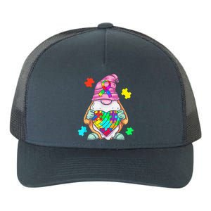 Autism Awareness Gnome Hugging Heart Acceptance Wo kid Yupoong Adult 5-Panel Trucker Hat