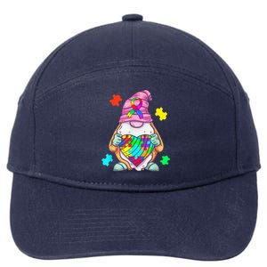 Autism Awareness Gnome Hugging Heart Acceptance Wo kid 7-Panel Snapback Hat