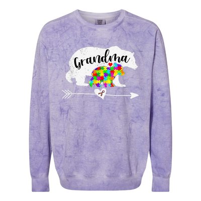 Autism Awareness Grandma Bear Support Autistic Women Colorblast Crewneck Sweatshirt