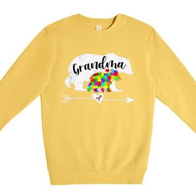 Autism Awareness Grandma Bear Support Autistic Women Premium Crewneck Sweatshirt