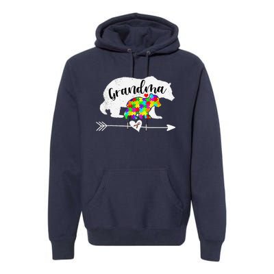 Autism Awareness Grandma Bear Support Autistic Women Premium Hoodie