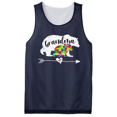 Autism Awareness Grandma Bear Support Autistic Women Mesh Reversible Basketball Jersey Tank