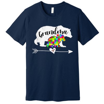 Autism Awareness Grandma Bear Support Autistic Women Premium T-Shirt