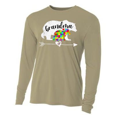 Autism Awareness Grandma Bear Support Autistic Women Cooling Performance Long Sleeve Crew