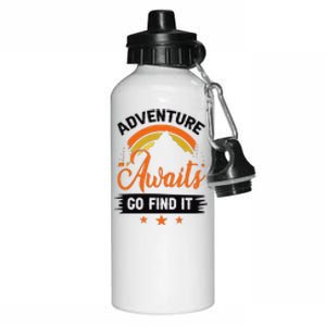 Adventure Awaits Go Find It For Camping Lover Aluminum Water Bottle