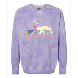 Autism Awareness Gift Mama Bear With 2 Cubs Gift Great Gift Colorblast Crewneck Sweatshirt