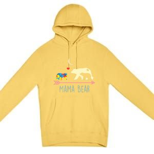 Autism Awareness Gift Mama Bear With 2 Cubs Gift Great Gift Premium Pullover Hoodie