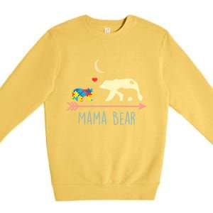 Autism Awareness Gift Mama Bear With 2 Cubs Gift Great Gift Premium Crewneck Sweatshirt