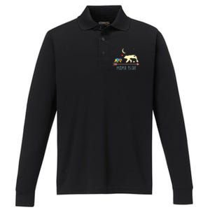 Autism Awareness Gift Mama Bear With 2 Cubs Gift Great Gift Performance Long Sleeve Polo