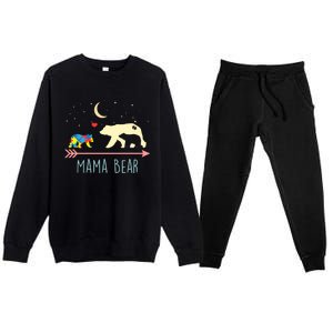 Autism Awareness Gift Mama Bear With 2 Cubs Gift Great Gift Premium Crewneck Sweatsuit Set