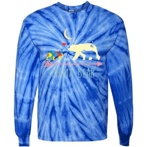 Autism Awareness Gift Mama Bear With 2 Cubs Gift Great Gift Tie-Dye Long Sleeve Shirt