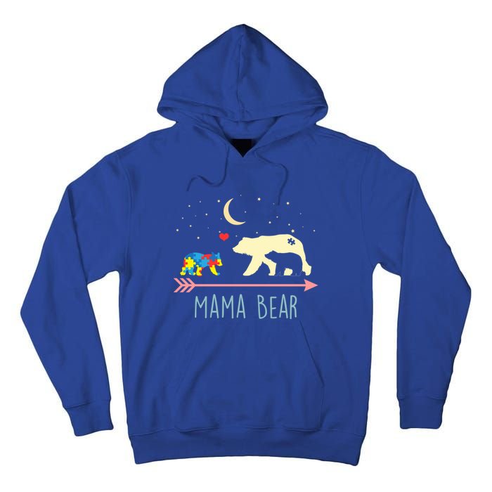 Autism Awareness Gift Mama Bear With 2 Cubs Gift Great Gift Tall Hoodie