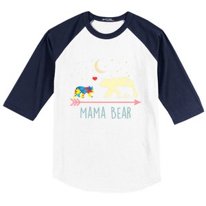 Autism Awareness Gift Mama Bear With 2 Cubs Gift Great Gift Baseball Sleeve Shirt