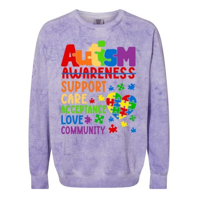 Autism Awareness Gift Support Care Acceptance Ally Gift Colorblast Crewneck Sweatshirt