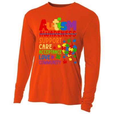 Autism Awareness Gift Support Care Acceptance Ally Gift Cooling Performance Long Sleeve Crew