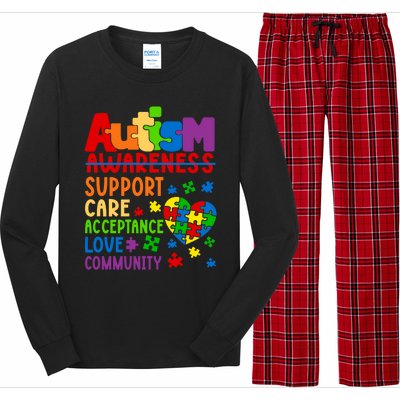 Autism Awareness Gift Support Care Acceptance Ally Gift Long Sleeve Pajama Set