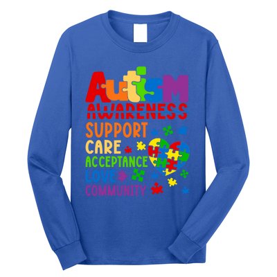 Autism Awareness Gift Support Care Acceptance Ally Gift Long Sleeve Shirt