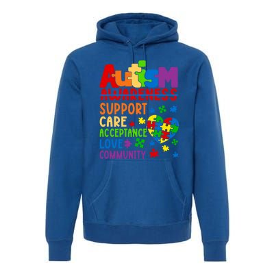 Autism Awareness Gift Support Care Acceptance Ally Gift Premium Hoodie