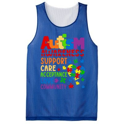 Autism Awareness Gift Support Care Acceptance Ally Gift Mesh Reversible Basketball Jersey Tank