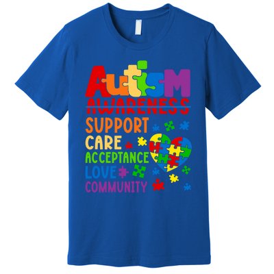 Autism Awareness Gift Support Care Acceptance Ally Gift Premium T-Shirt