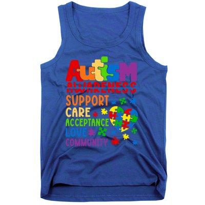 Autism Awareness Gift Support Care Acceptance Ally Gift Tank Top