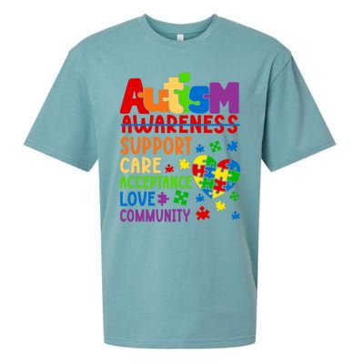 Autism Awareness Gift Support Care Acceptance Ally Gift Sueded Cloud Jersey T-Shirt