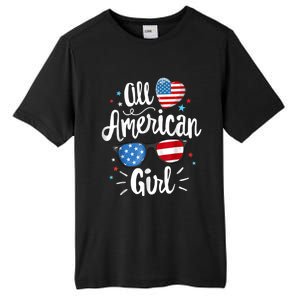 All American Girl Wo American Flag 4th of July Patriotic Tall Fusion ChromaSoft Performance T-Shirt