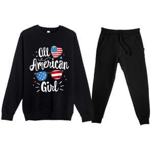 All American Girl Wo American Flag 4th of July Patriotic Premium Crewneck Sweatsuit Set