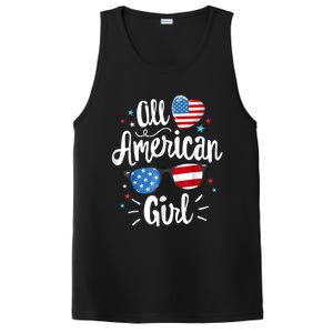 All American Girl Wo American Flag 4th of July Patriotic PosiCharge Competitor Tank