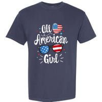 All American Girl Wo American Flag 4th of July Patriotic Garment-Dyed Heavyweight T-Shirt